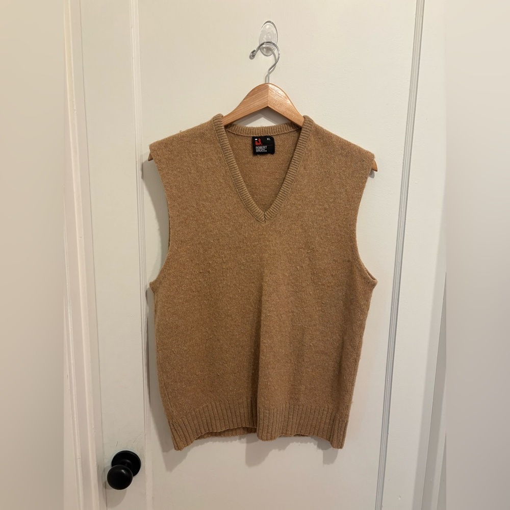 Vintage Robert Bruce Tan Sleeveless Knit Sweater Vest XL